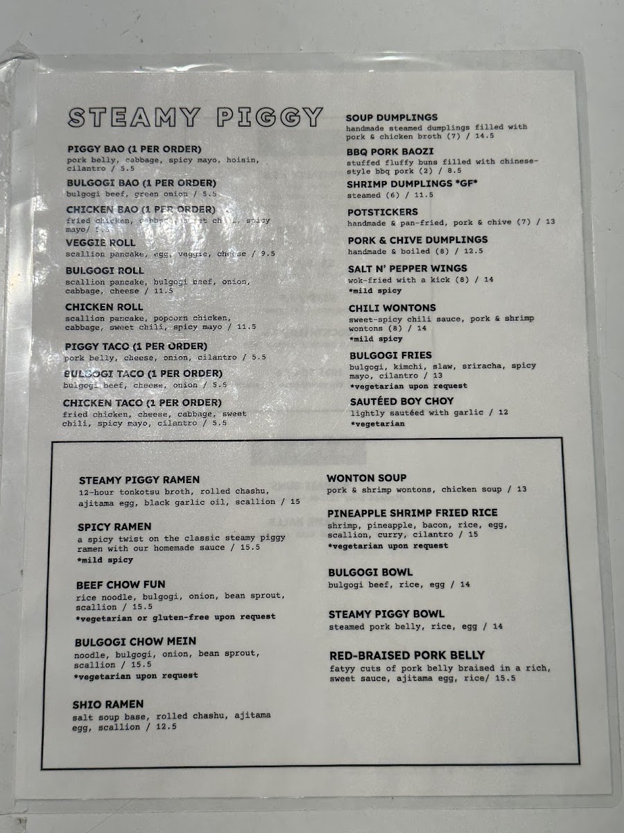Menu - Steamy Piggy photo 4